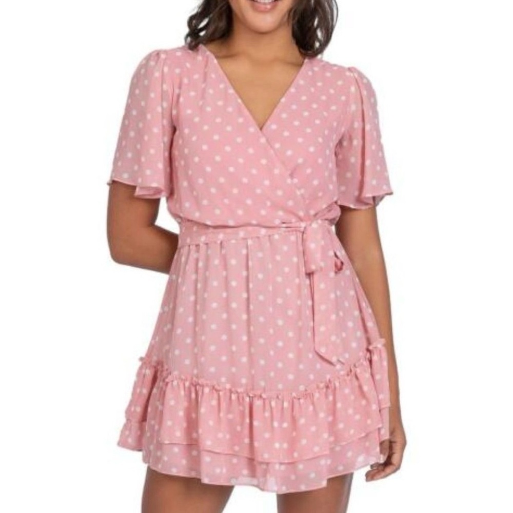 B Darlin Pink Polka Dot Mini Dress